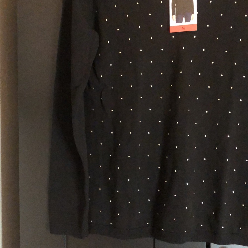 💎 NWT!! DKNY rhinestone polkadot v neck sweater - Picture 5 of 16